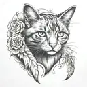 cat memorial piece tattoo design idea