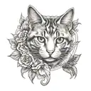 cat memorial piece tattoo design idea