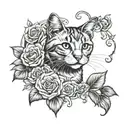 cat memorial piece tattoo design idea