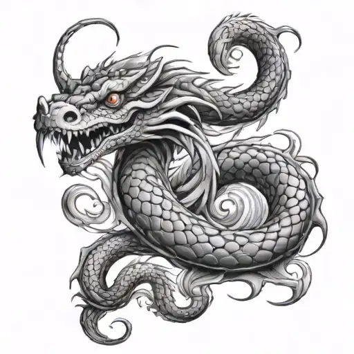 A sea serpent emerging tattoo design idea