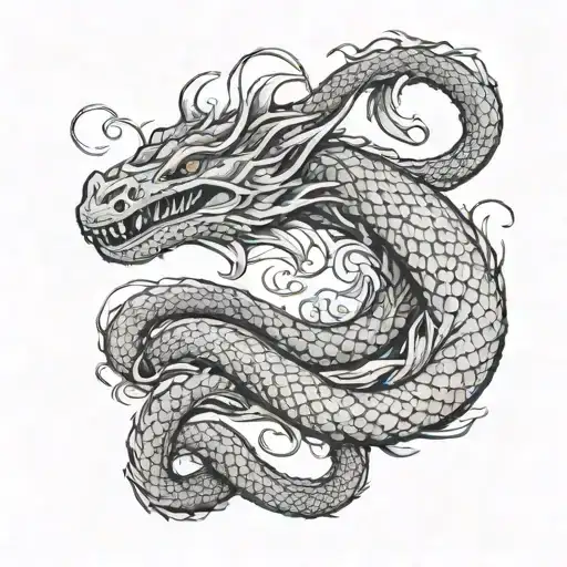 A sea serpent emerging from the depths tattoo design idea