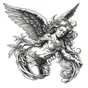 an angel similar to that of nirvana in utero tattoo design idea