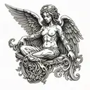 an angel similar to that of nirvana in utero tattoo design idea