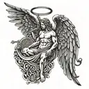 an angel similar to that of nirvana in utero tattoo design idea