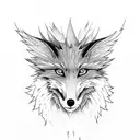 Fiery fox transforming into ashes rising to the sky and turning into a phoenix, all set in a forest with mountains in the background tattoo design idea