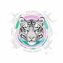 QR code inspired art with the Tree of Life, a tiger, a racing track and checkered flag tattoo design idea