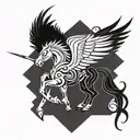 God of war and his pegasus horse with wings tattoo design idea