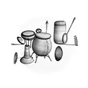 Illustrative collage of different percussion instruments tattoo design idea