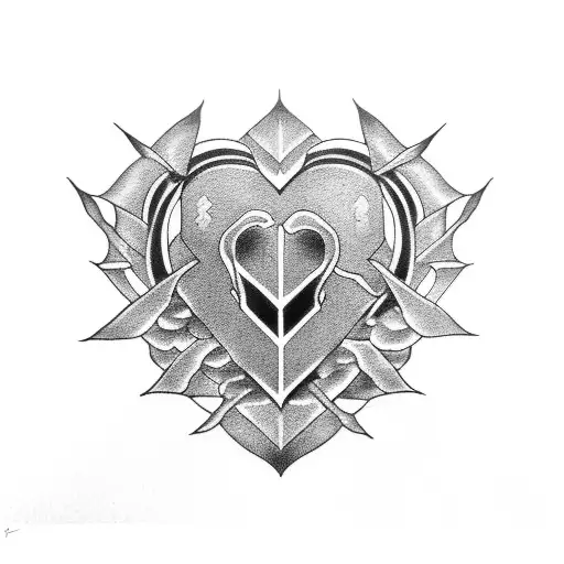 Dagger through heart tattoo design idea