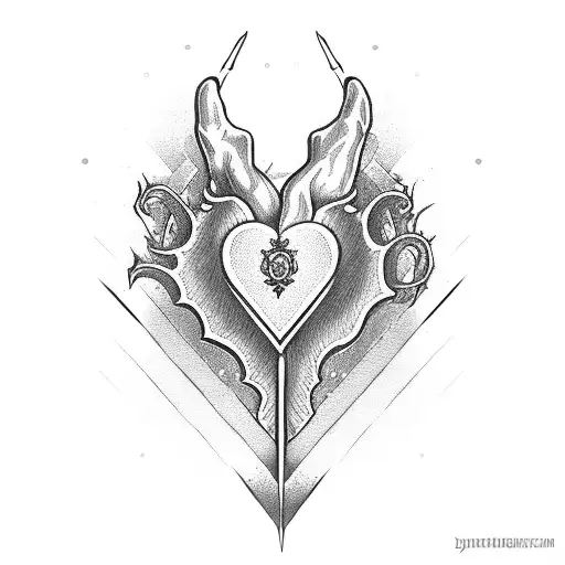 dagger stabbing heart tattoo design idea
