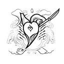 dagger stabbing heart tattoo design idea