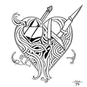 dagger stabbing heart tattoo design idea