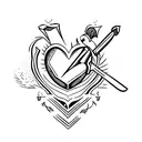 dagger stabbing heart tattoo design idea