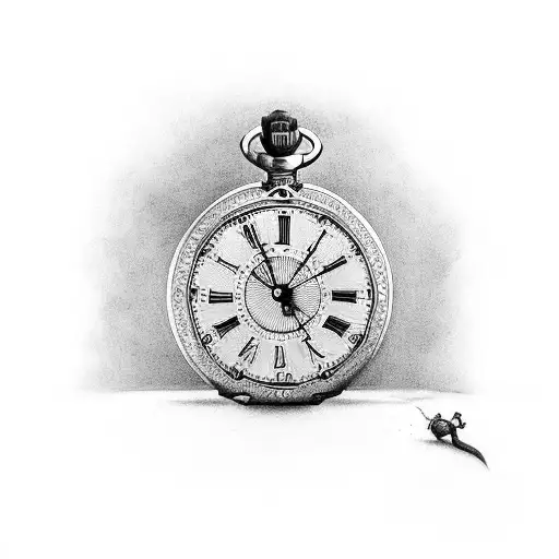 Black and Grey "A Pocket Watch With The Words 'by Order..." Tattoo Idea