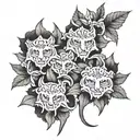 Warriors in garden tattoo design idea
