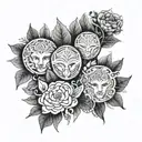 Warriors in garden tattoo design idea