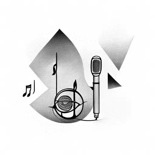 An album cover design featuring music notes and a microphone tattoo design idea