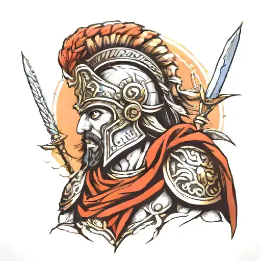 realistic greek warrior  tattoo design idea