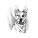 a single connected line tattoo of a curled dog tail tattoo design idea