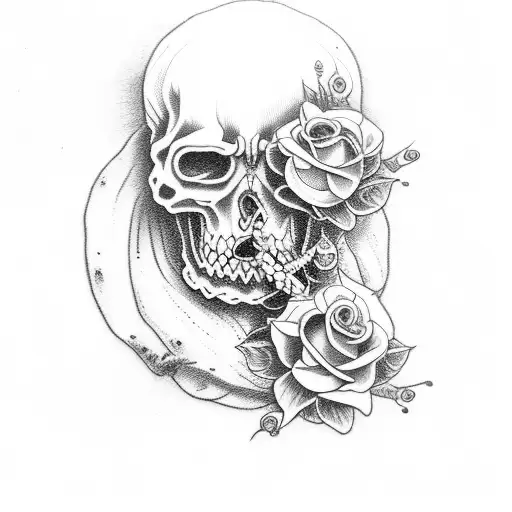 san judas with roses and rosary  tattoo design idea