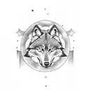 wolf with full moon tattoo design idea