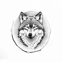 wolf with full moon tattoo design idea