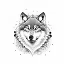 wolf with full moon tattoo design idea