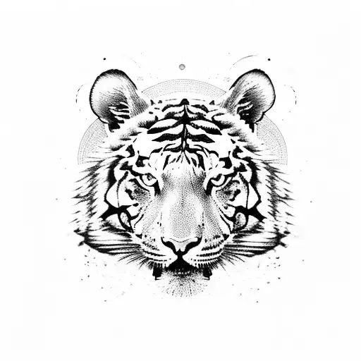 tiger and woman eyes tattoo design idea