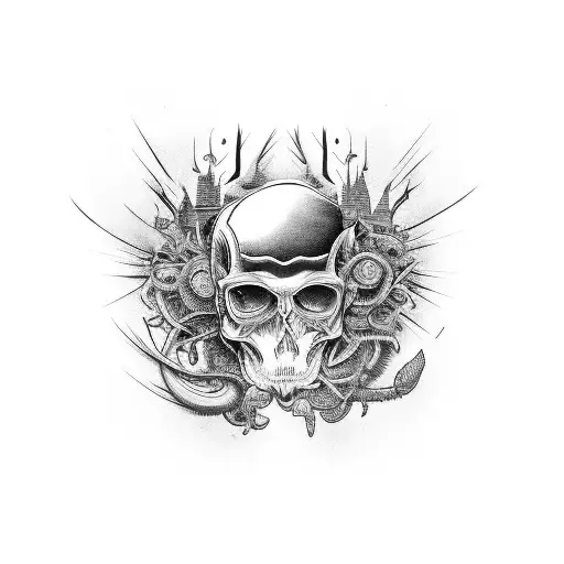 a very detailed car crash in the style of chaotic blackwork tattoo design idea