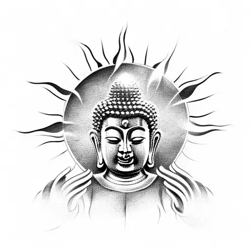 buddha with sun wukong in his palm tattoo design idea