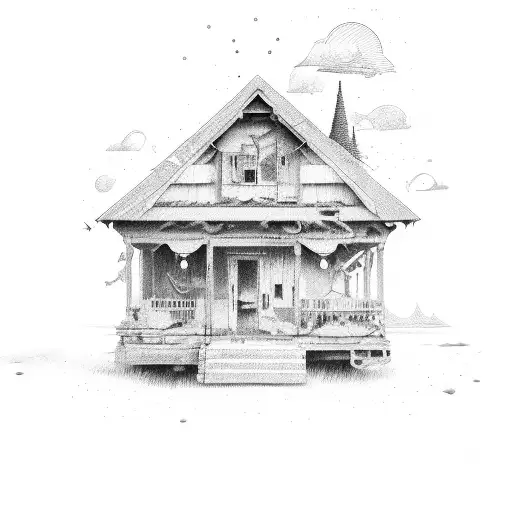 abandon house tattoo design idea