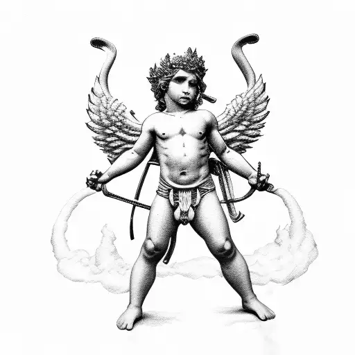 Greek god Cupidon tattoo design idea