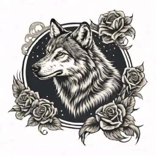 wolves howling, patriotic leg sleeve, quotes incorporated, kid's birthdays, wedding date, dads death date,  tattoo design idea