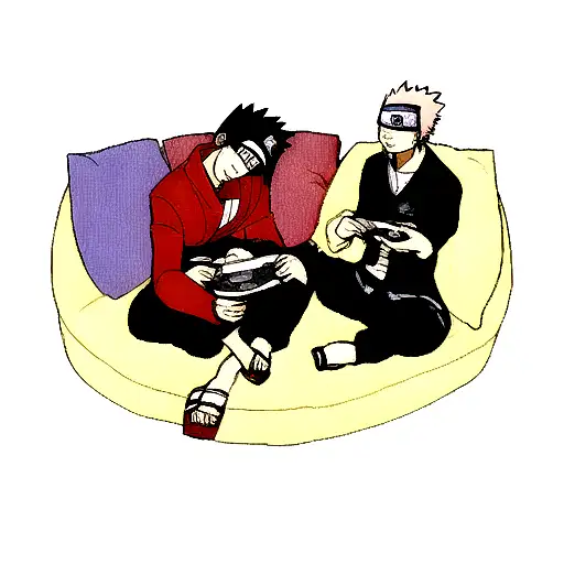 Naruto with sasuke playing on playstation tattoo design idea