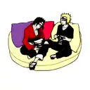 Naruto with sasuke playing on playstation tattoo design idea