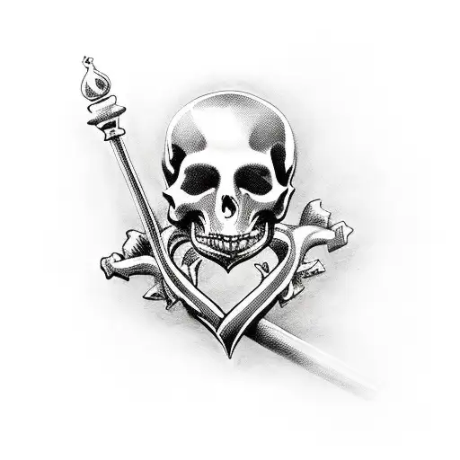 Knight chess piece with a heart being held in a hand, a rose with bones. The words "you're gonna carry that weight", the tattoo design idea