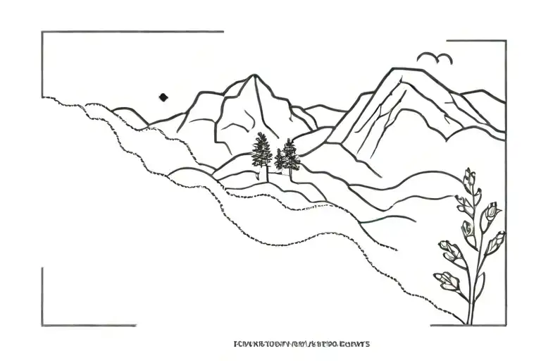 mountain and mustard seed tattoo design idea