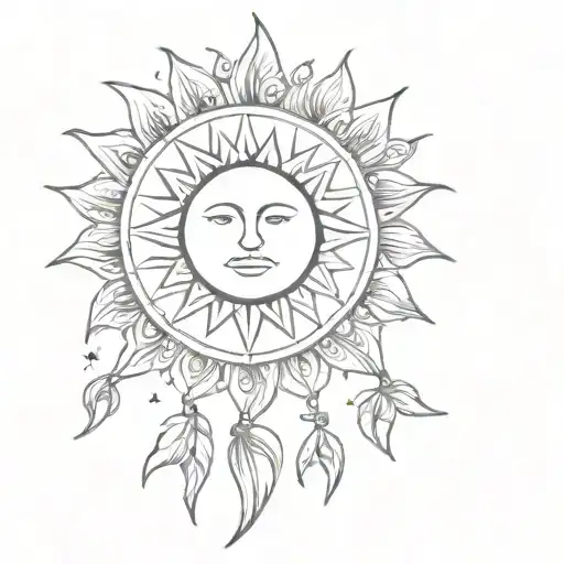 Sun back tattoo hippie symbols tattoo design idea