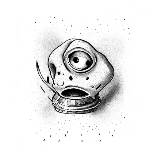 happy skating magic mashroom tattoo design idea