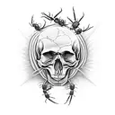 skull with spiders tattoo design idea