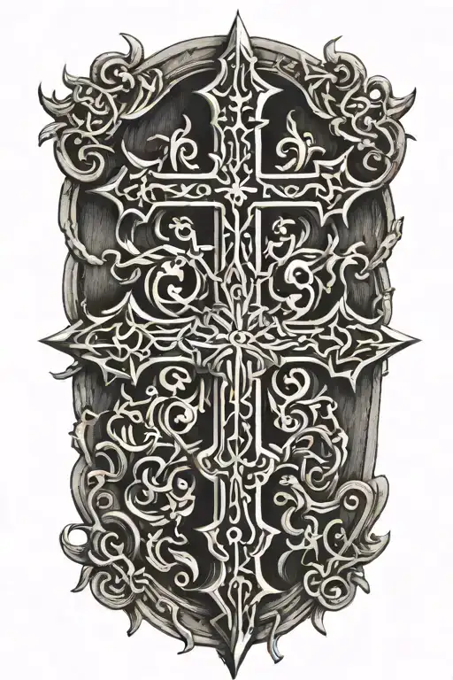 cross intertwined representing strength courage wisdom XXX IV tattoo design idea