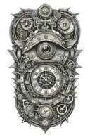 angles flying away eye clock embedded circuit with MCU tattoo design idea