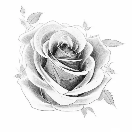 A beautiful black and grey tattoo design combining roses and katanas, with intricate details and shading tattoo design idea