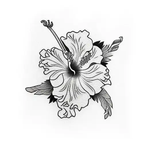 Premium Photo | Black And White Hibiscus Flower Tattoo In Nikolina Petolas  Style