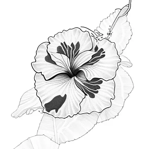 Hibiscus with korean tattoo design idea