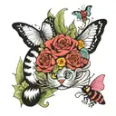 alice in wonderland + flowers with faces + smoking caterpillar  tattoo design idea