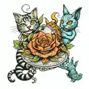 alice in wonderland + flowers with faces + smoking caterpillar  tattoo design idea