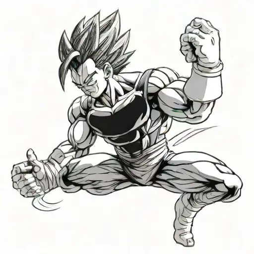 Vegeta performing a power pose while lifting an earth weight tattoo design idea