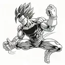 Vegeta performing a power pose while lifting an earth weight tattoo design idea