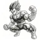 Vegeta performing a power pose while lifting an earth weight tattoo design idea